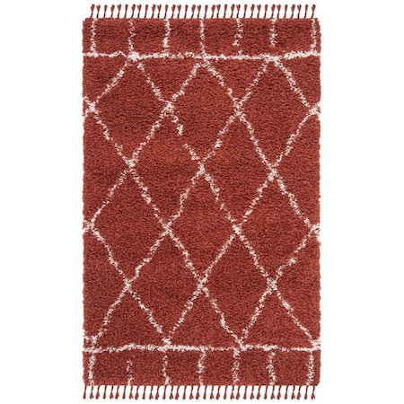 Safavieh 8 x 10 ft. Pro Lux Shag 433 Power Loomed Rectangle Area Rug; Rust & Creme PLX433P-8